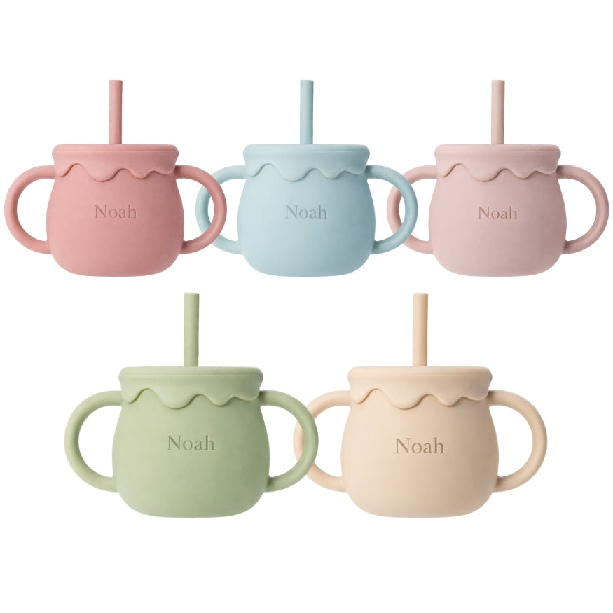 Drinkbeker met naam en rietje personaliseren