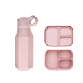 Pinkfarbene Silikon-Lunchbox und Trinkflasche
