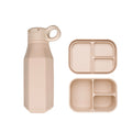 Beige Silikon-Lunchbox und Wasserflasche