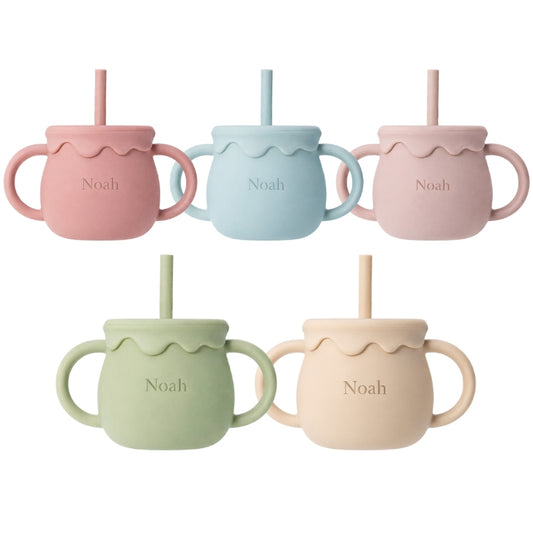 Drinkbeker met naam en rietje personaliseren