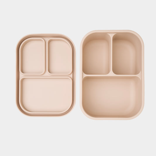 Beige Siliconen Lunchbox met Vakjes